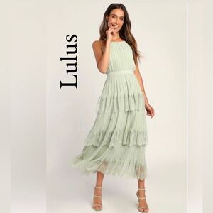 Lulu's Mint Green Tiered Lace Dress